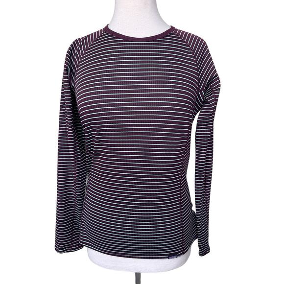 PATAGONIA Capilene Midweight Crewneck Purple Green Stripe Small - Picture 1 of 7
